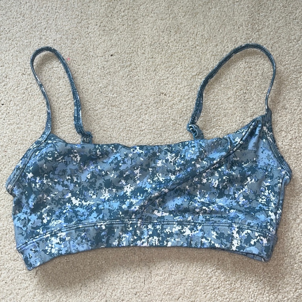 JoyLab blue camo sports bra